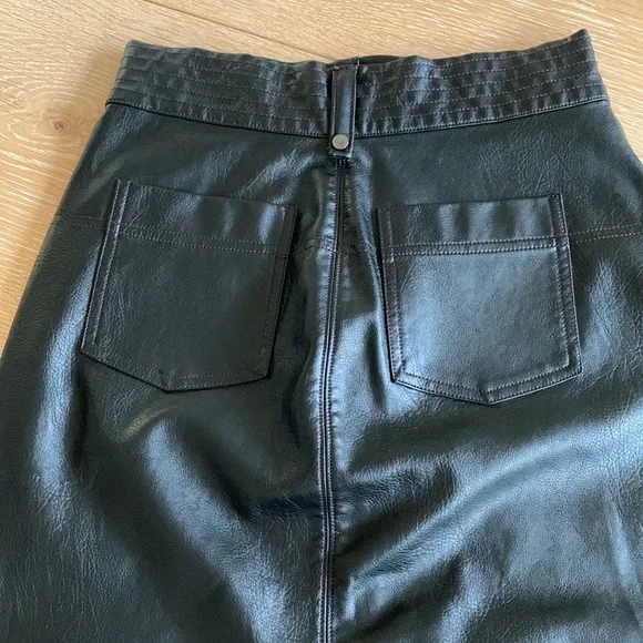 NWOT Anthropologie Pilcro Faux Leather Moto Midi Skirt 2 Pencil Vegan Punk Black - Picture 9 of 16